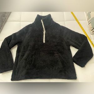 J crew pullover half zip black jacket large EUC